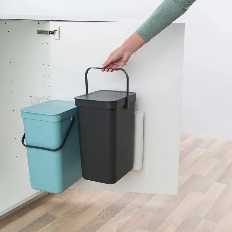 Brabantia Sort & Go Built-In Cupborad Bin - 12 Litre - Grey & Mint (2 Pack)