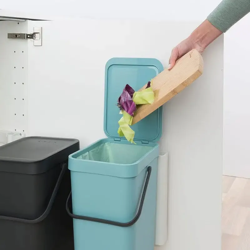 Brabantia Sort & Go Built-In Cupborad Bin - 12 Litre - Grey & Mint (2 Pack)