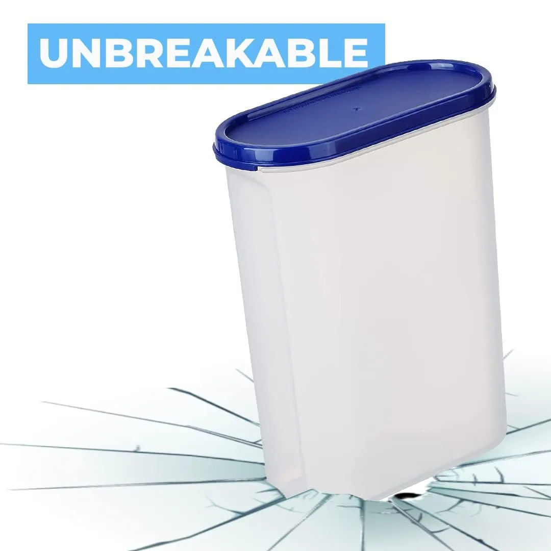 Kuber Industries Plastic Storage Containers With Lid I Set of 2, 2500 ml|Airtight, Stackable, Spill-proof, Travel-friendly|Transparent with Blue Lid|For Dry & Wet Foods, Cereals, Dryfruits (Pack Of 6)